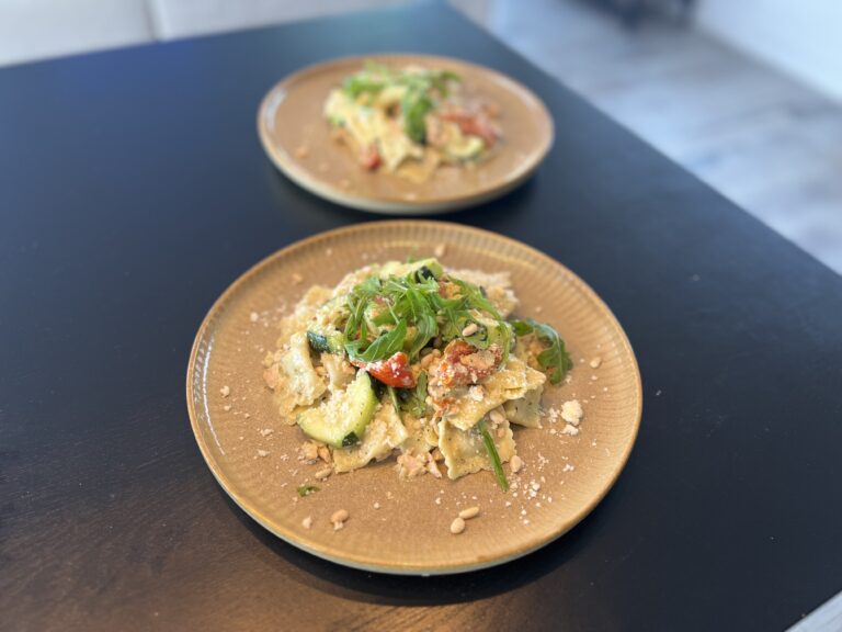 Zucchini Salmon Pesto Pasta (ravioli)